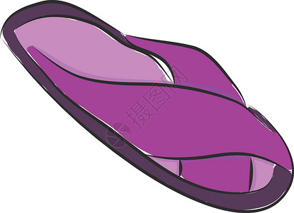 儿童白鞋素材紫色滑纸白背景上的简单矢量插图插画