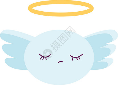 鲑鱼天使小号白色背景上的卡通蓝色天使矢量设计图片
