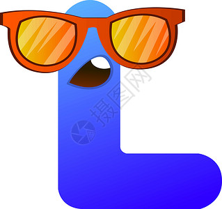 蓝字母 L L 白背面有太阳镜矢量插图g背景图片