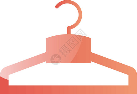 白色面包箱上的衣服矢量插图用浅粉红衣架背景图片