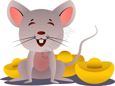 白色背景上的卡通中国鼠标矢量吉祥物老鼠艺术动物宗教插图传统日历卡通片绘画背景图片