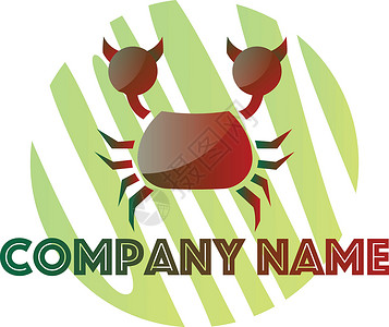 呛蟹白色背景的红蟹和绿螃蟹矢量标志设计设计图片