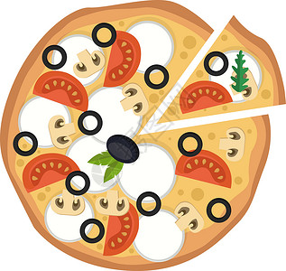 配有蔬菜和马扎里拉的披萨背景图片