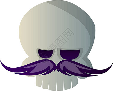 卡通头骨与紫色胡子矢量惠特背景图片