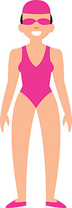 粉红色泳衣的女游泳者特征向量说明背景图片