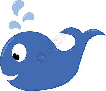 科林奇蓝鲸宝宝在水中游泳 看起来可爱的矢量或科林插画