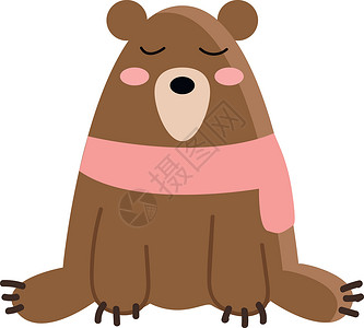 颜色多样围巾一只大熊身着粉色围巾矢量或颜色插图设计图片