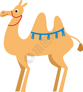 撒哈拉游牧民族沙漠矢量图或彩色图案中的浅棕色骆驼插画