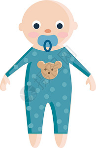 婴儿擦嘴蓝衬衣矢量或颜色插图中的婴儿插画