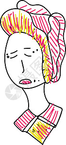 一个悲伤的中国女人矢量图或彩色插图背景图片