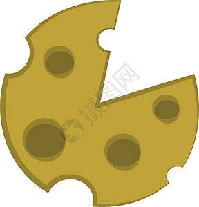 奶酪轮黄奶酪矢量或颜色插图的卡通插画