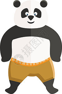黄色裤子矢量或彩色插图中的卡通功夫熊猫背景图片