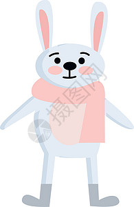 戴着拳套兔子穿着冬衣的可爱小兔子卡通 微笑着矢量设计图片