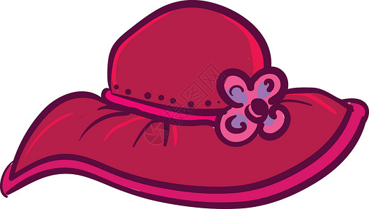 粉色帽子黛丝带带有弓状丝带矢量或彩色插图的粉红色帽子插画