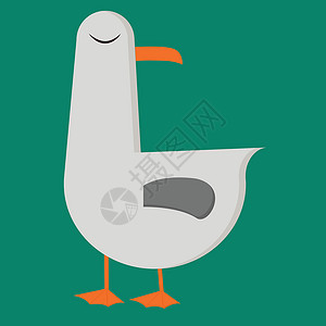 绿色背景矢量或彩色插图上的卡通海鸥背景图片