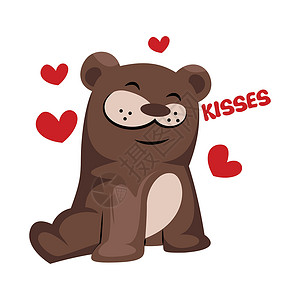可爱的熊爱棕熊爱上丝毫说吻矢量图插画