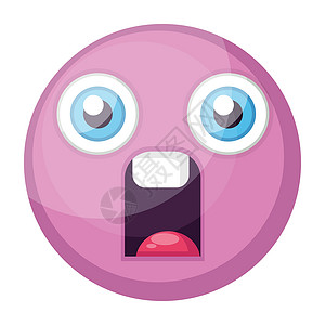 大嘴漫画白色 b 上的粉红色圆圆面表情矢量插图设计图片