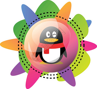 QQ企鹅图标图标 QQ 标志设计与彩色图形矢量图标怡乐思插画