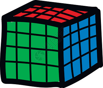 白色背景上的 Rubiks 立方体 4x4 插图矢量背景图片