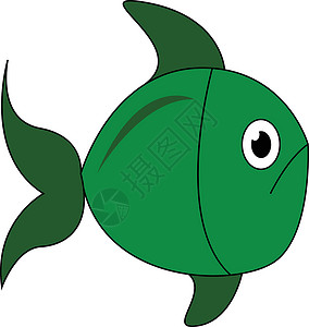 青鱼水族馆钓鱼白色水彩标识插图海鲜动物群卡通片野生动物插画
