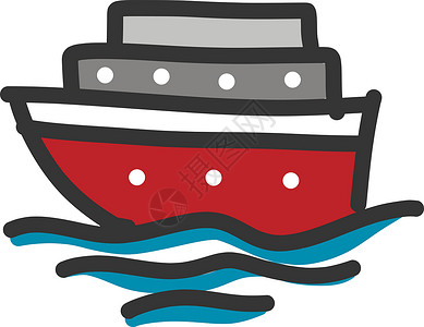 白色背景上的红船插图矢量背景图片