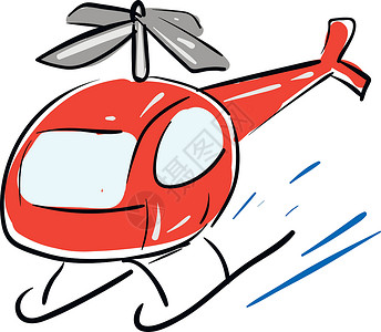 直升机矢量白色背景上的红色直升机插图矢量设计图片