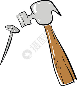 白色地块上的铁路刺钉和锤子插图矢量插画