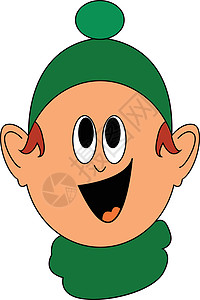 带绿色帽子矢量或颜色插图的快乐儿童背景图片