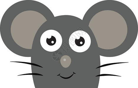 快乐的灰鼠滑鼠矢量或颜色插图插画
