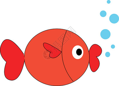 阔口鱼可爱粉色鱼类矢量或颜色插图插画