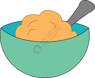 麦片杯杯粥矢量或颜色插图插画