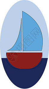 小型帆船矢量图或彩色图案背景图片