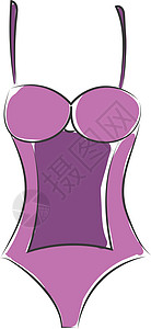 粉色女士的泳衣时尚泳衣矢量或彩色插图插画
