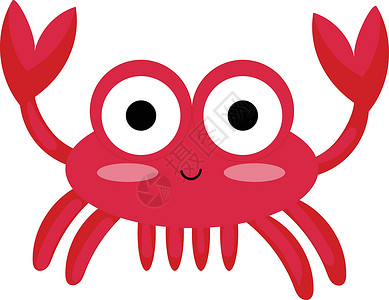 可爱小螃蟹红蟹矢量或彩色插图的肖像卡通片红色展示螃蟹眼睛照片绘画插画