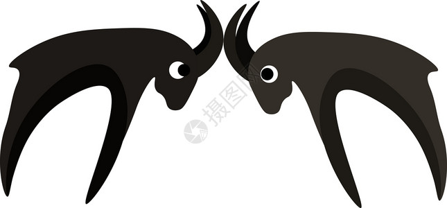 两只黑山羊的滑板 与两只黑山羊用分离的角图片素材