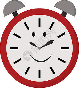 有眼睛的闹钟快乐双钟的Emoji 设计模拟闹钟时钟矢量或c设计图片