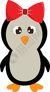 可爱女孩企鹅矢量或颜色插图的Emoji背景图片