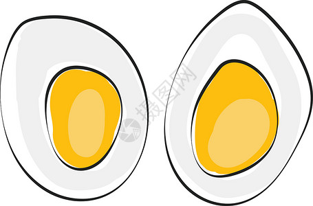 将煮熟的鸡蛋矢量或彩色插图切成薄片插画