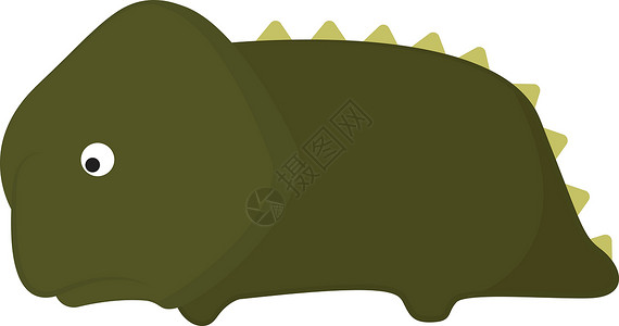 六角恐龙鱼悲哀的绿色卡通恐龙倒在矢量或彩色插图中设计图片