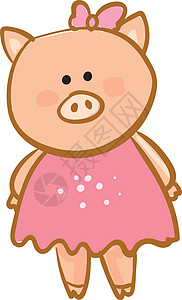 猪幼崽绘画可爱的婴儿小猪/幼猪/卡通小猪猪矢量或有色病插画