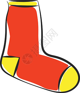 女士袜子显示红色袜子矢量或颜色的一对红色袜子的剪贴板插画