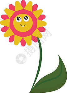 微笑的红色和黄色花朵矢量或彩色病象的剪贴板背景图片