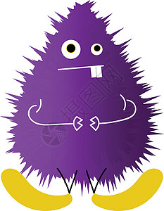 一个奇怪的紫色怪物矢量或彩色插图背景图片