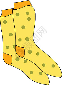 展示一对黄色袜子矢量或圆柱的黄色双袜子纸板背景图片