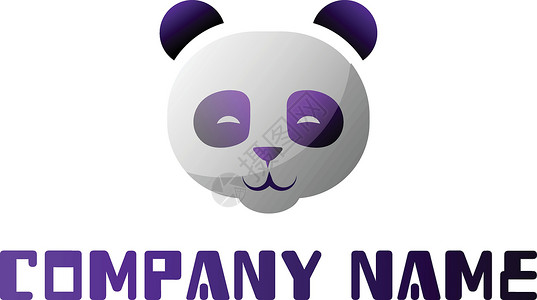 紫色和白色熊猫头领作为公司标志矢量插图插画