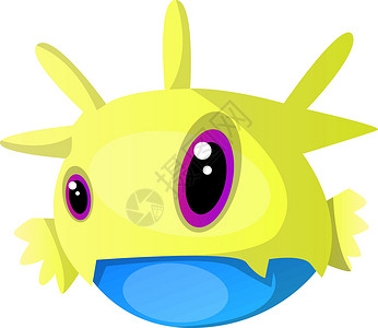 河豚可爱黄色怪物 其尺寸不同 眼睛图示矢量在 w 上设计图片