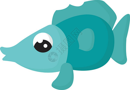 蓝口贝蓝鱼 矢量或颜色插图营养动物群鲶鱼尾巴绘画眼睛蓝色食物鱼缸生口插画