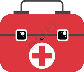 红色手提箱微笑的红色医疗袋/急救包/ 病媒或科插画