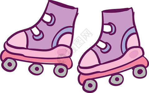粉红色的孩子们的可爱旱冰鞋的剪贴画设计图片