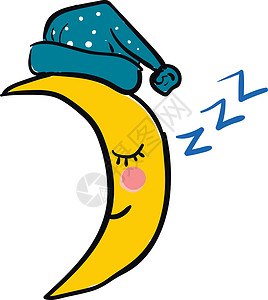 入睡新月月 矢量或彩色插图的Emoji背景图片